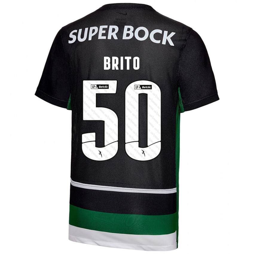 Criança Camisola Alexandre Brito #50 Preto Branco Verde Principal 2024/25 Camisa Brasil