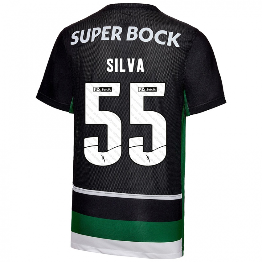 Criança Camisola José Silva #55 Preto Branco Verde Principal 2024/25 Camisa Brasil