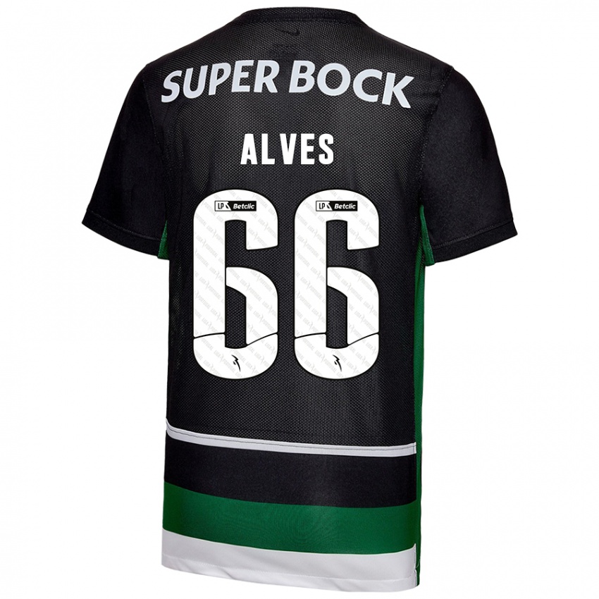 Criança Camisola Miguel Alves #66 Preto Branco Verde Principal 2024/25 Camisa Brasil