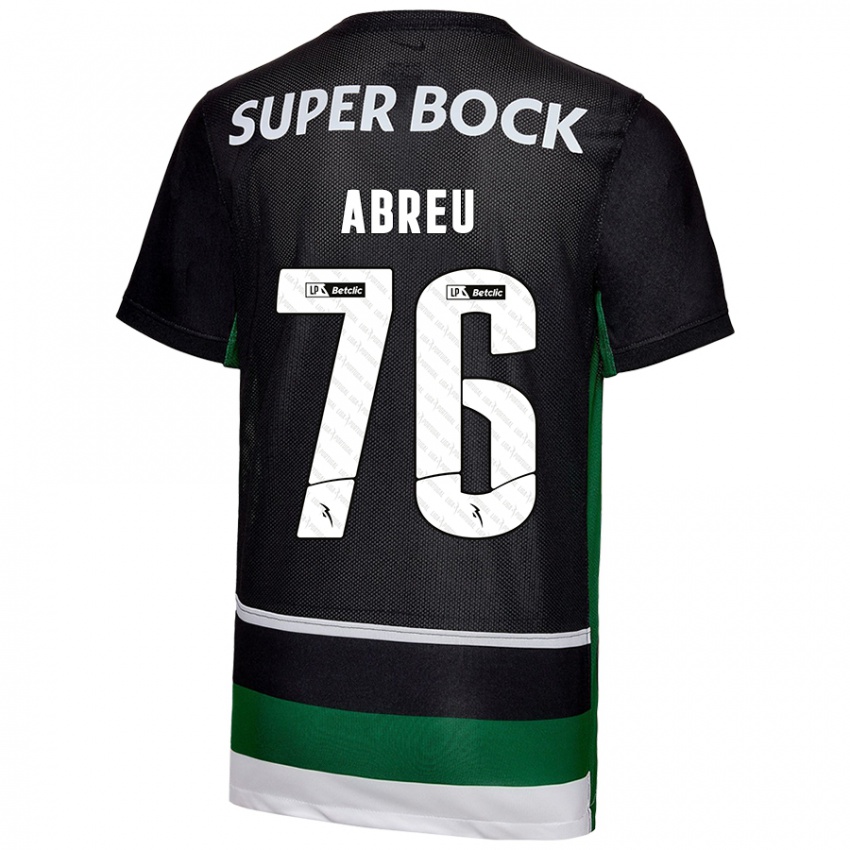 Criança Camisola Diogo Abreu #76 Preto Branco Verde Principal 2024/25 Camisa Brasil