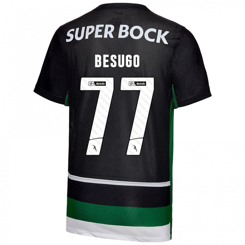 Criança Camisola Rafael Besugo #77 Preto Branco Verde Principal 2024/25 Camisa Brasil