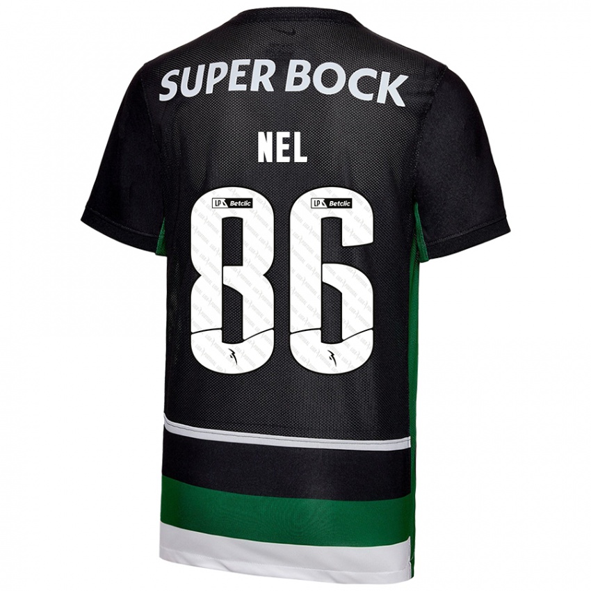 Criança Camisola Rafael Nel #86 Preto Branco Verde Principal 2024/25 Camisa Brasil