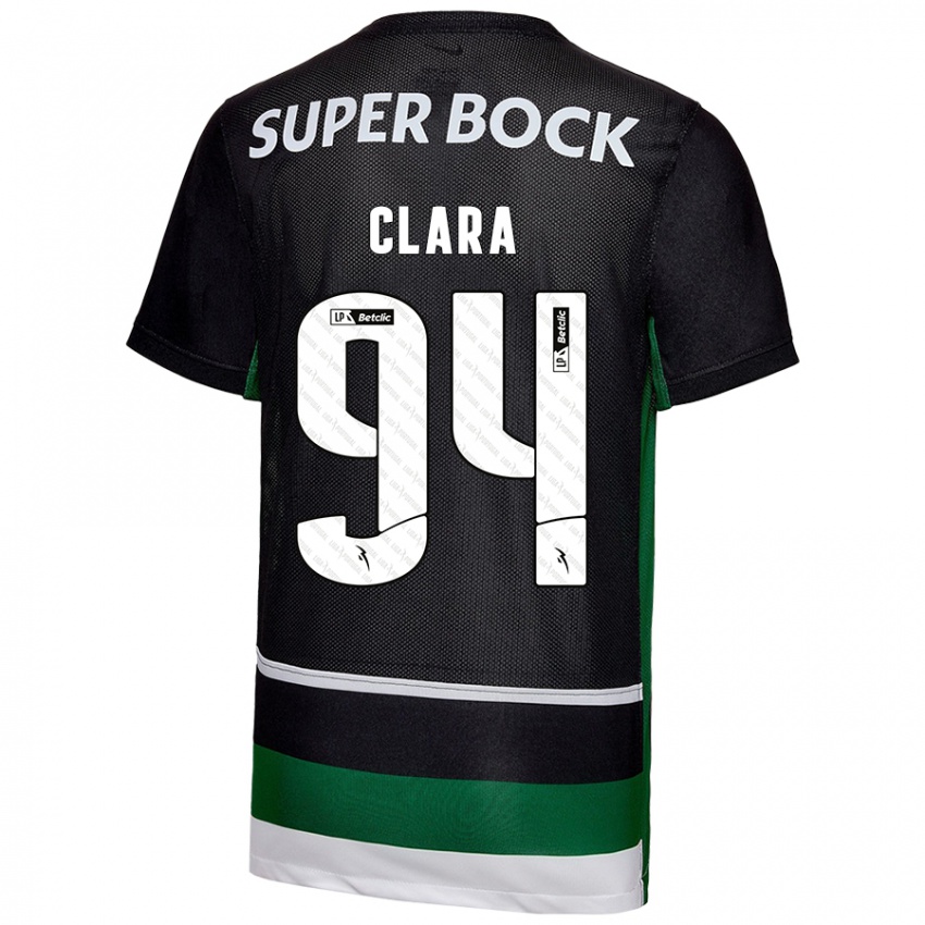 Criança Camisola Diogo Clara #94 Preto Branco Verde Principal 2024/25 Camisa Brasil