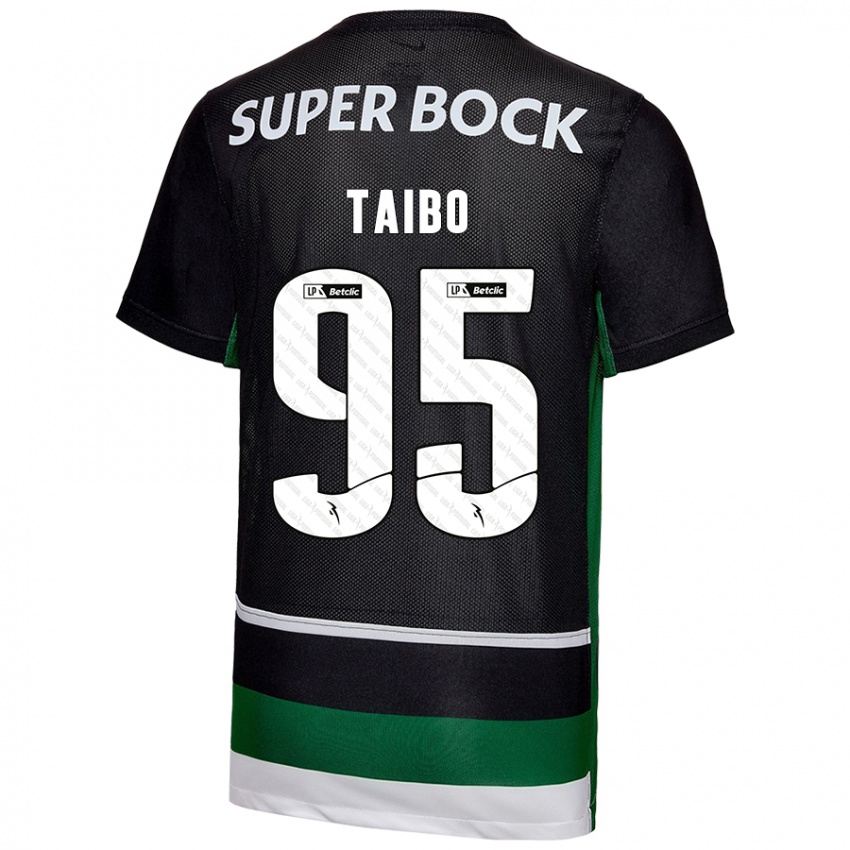 Criança Camisola Lucas Taibo #95 Preto Branco Verde Principal 2024/25 Camisa Brasil