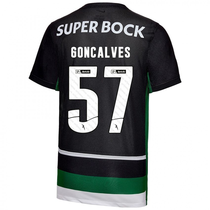 Criança Camisola Inês Gonçalves #57 Preto Branco Verde Principal 2024/25 Camisa Brasil