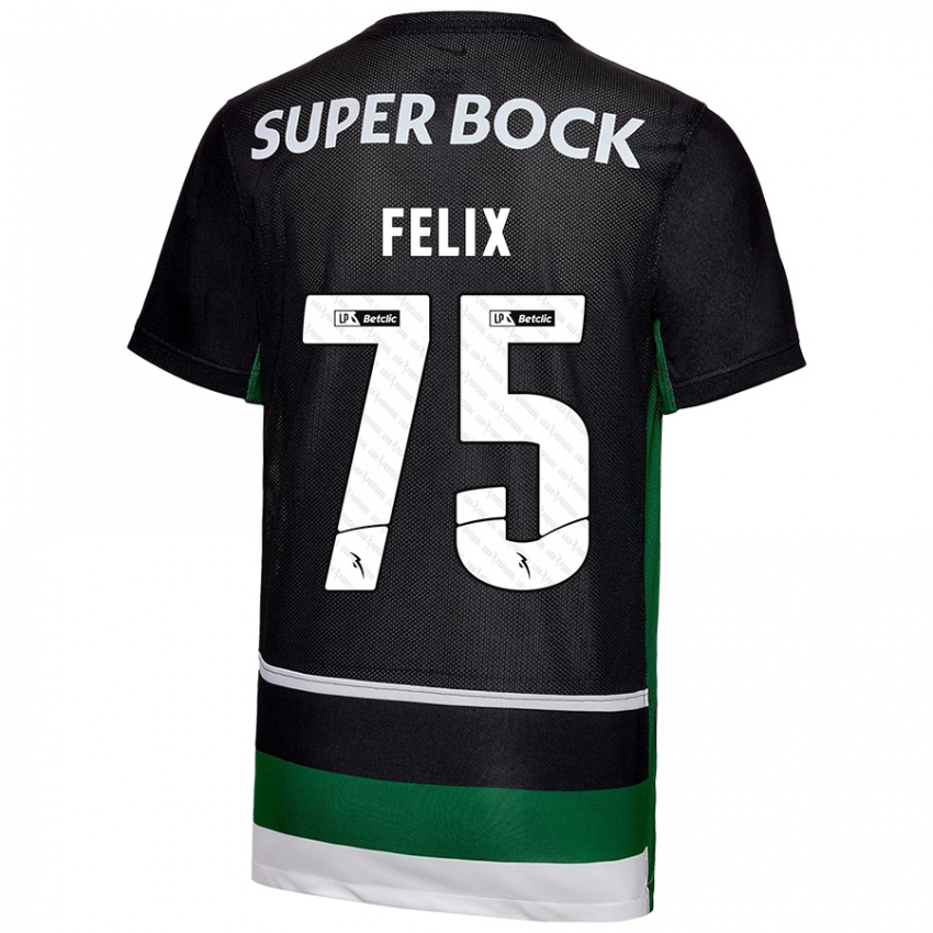 Criança Camisola Vando Félix #75 Preto Branco Verde Principal 2024/25 Camisa Brasil