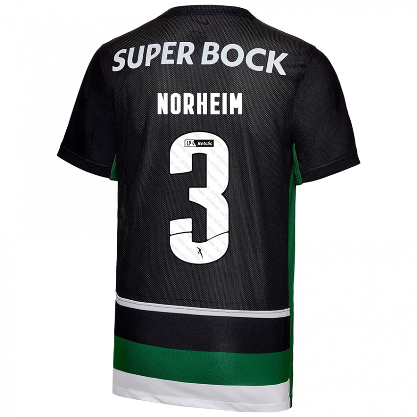 Criança Camisola Andrea Norheim #3 Preto Branco Verde Principal 2024/25 Camisa Brasil