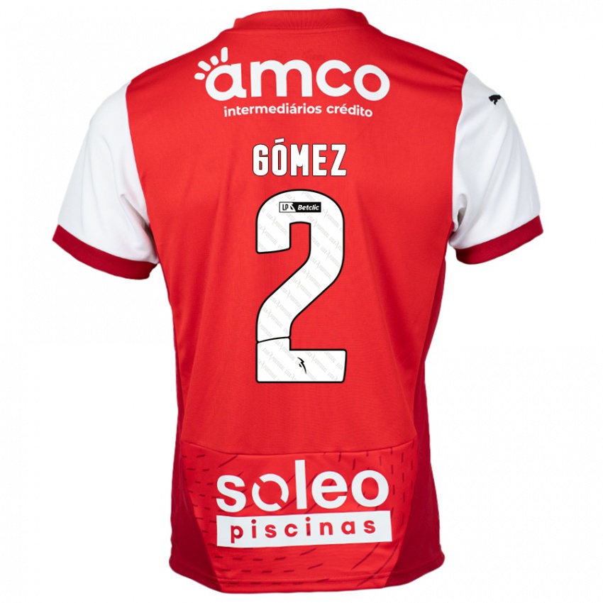 Criança Camisola Víctor Gómez #2 Vermelho Branco Principal 2024/25 Camisa Brasil