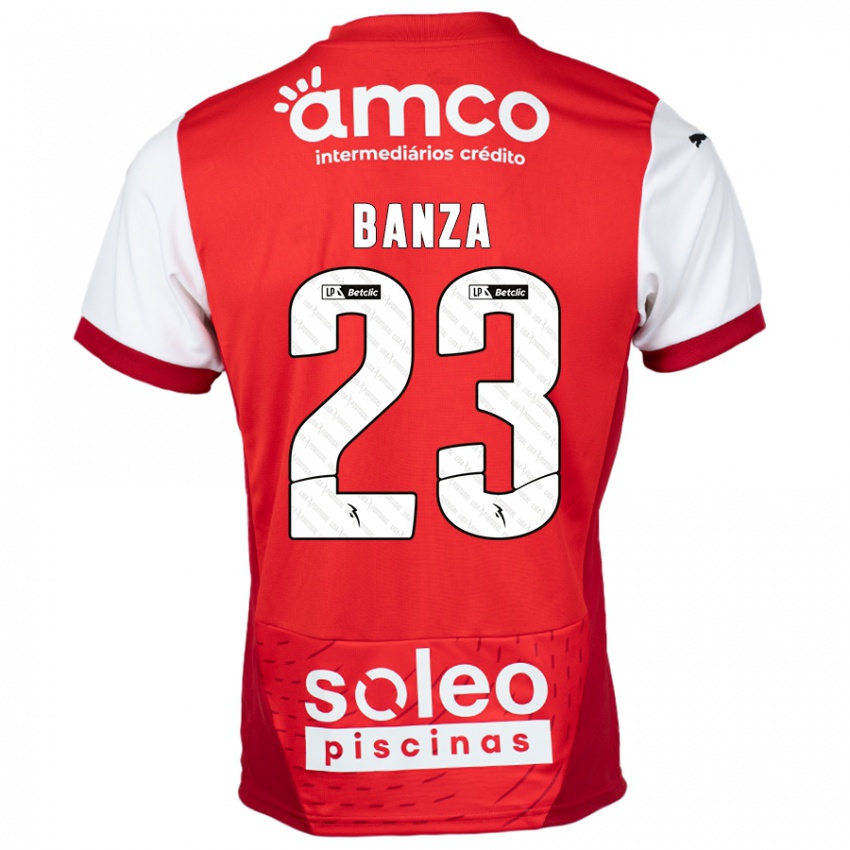 Criança Camisola Simon Banza #23 Vermelho Branco Principal 2024/25 Camisa Brasil