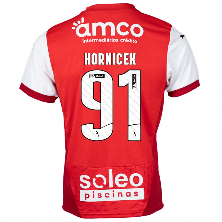 Criança Camisola Lukas Hornicek #91 Vermelho Branco Principal 2024/25 Camisa Brasil