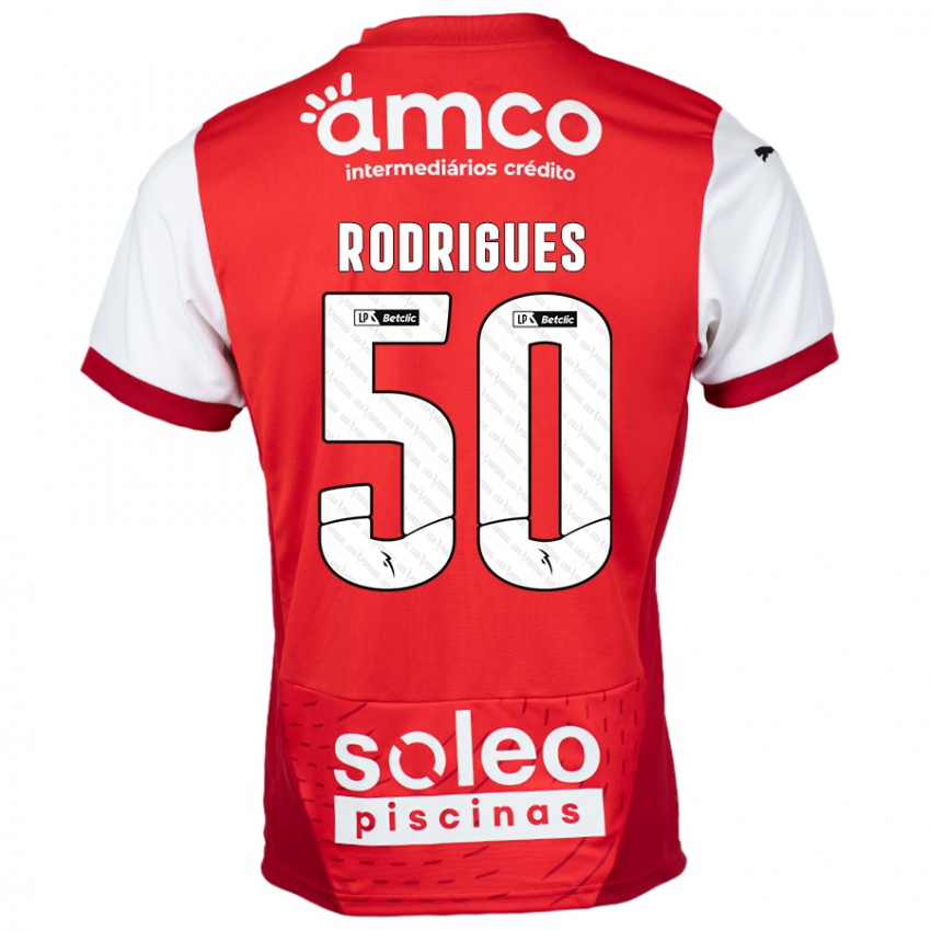 Criança Camisola Diego Rodrigues #50 Vermelho Branco Principal 2024/25 Camisa Brasil