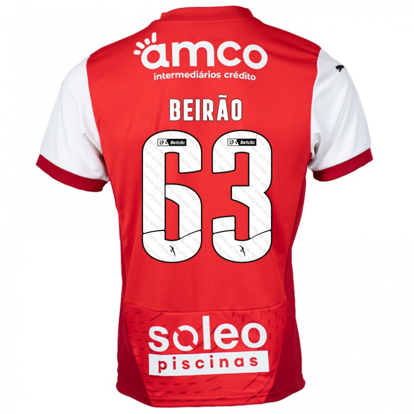 Criança Camisola Rodrigo Beirão #63 Vermelho Branco Principal 2024/25 Camisa Brasil