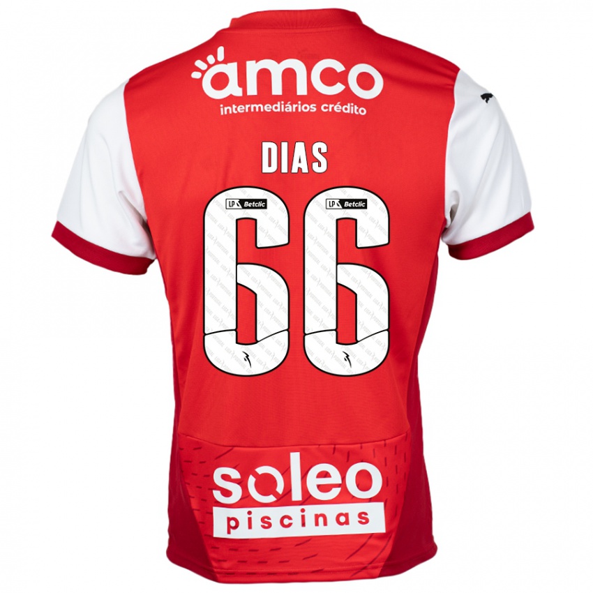 Criança Camisola Gonçalo Dias #66 Vermelho Branco Principal 2024/25 Camisa Brasil