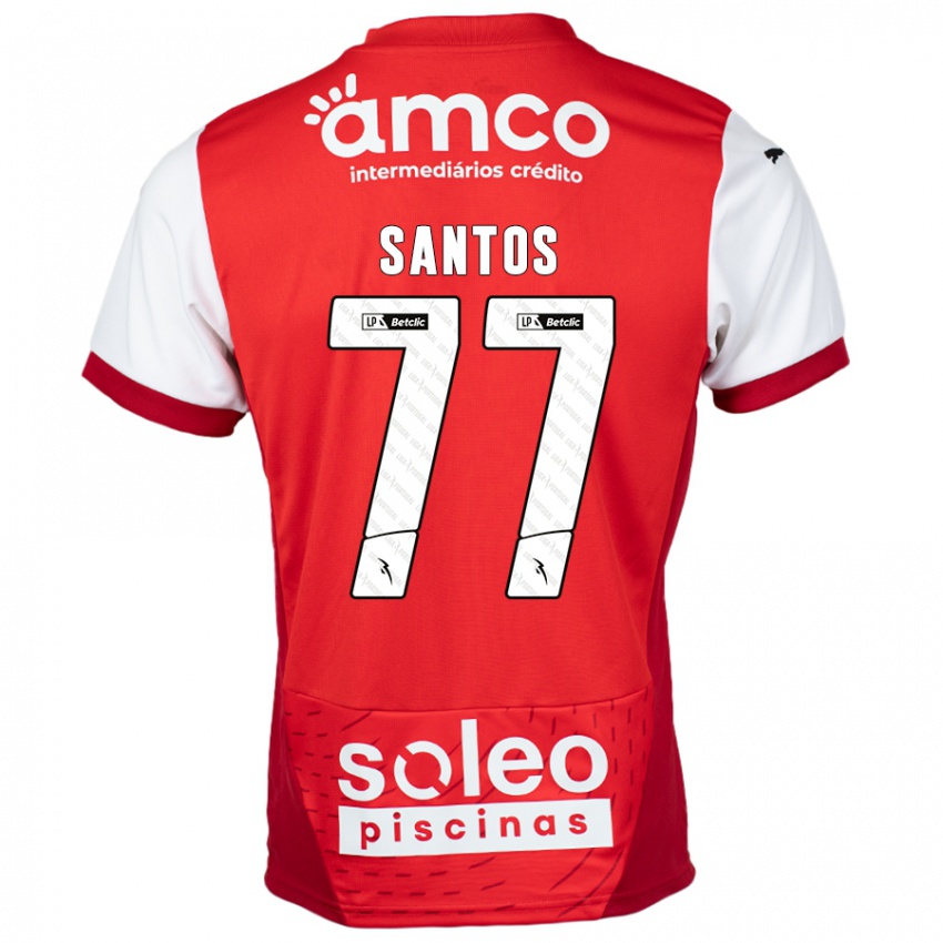 Criança Camisola Edu Santos #77 Vermelho Branco Principal 2024/25 Camisa Brasil