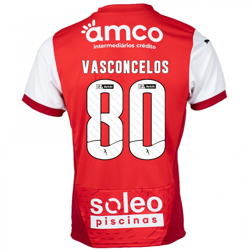 Criança Camisola Vasconcelos #80 Vermelho Branco Principal 2024/25 Camisa Brasil