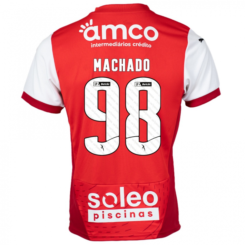 Criança Camisola Gonçalo Machado #98 Vermelho Branco Principal 2024/25 Camisa Brasil