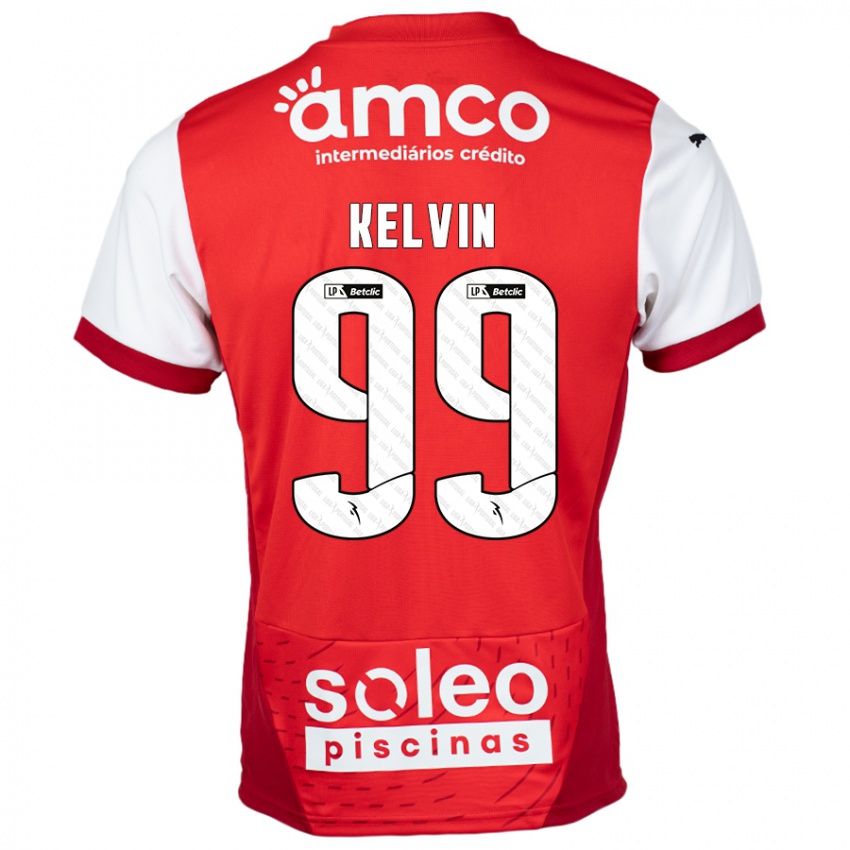 Criança Camisola Kauan Kelvin #99 Vermelho Branco Principal 2024/25 Camisa Brasil