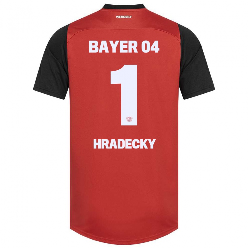 Criança Camisola Lukas Hradecky #1 Vermelho Preto Principal 2024/25 Camisa Brasil