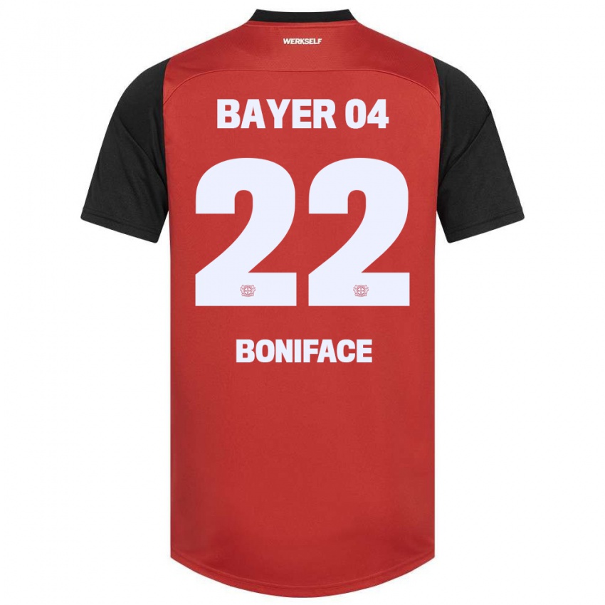 Criança Camisola Victor Boniface #22 Vermelho Preto Principal 2024/25 Camisa Brasil