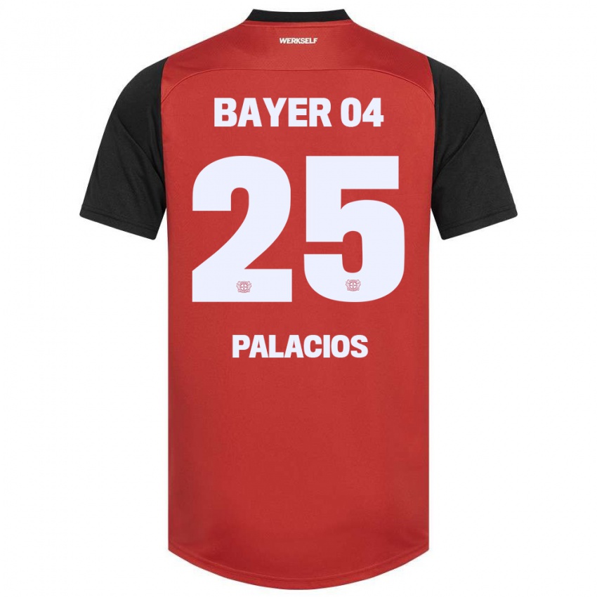 Criança Camisola Exequiel Palacios #25 Vermelho Preto Principal 2024/25 Camisa Brasil