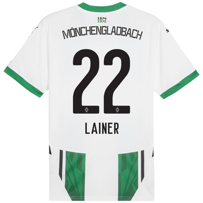 Criança Camisola Stefan Lainer #22 Verde Branco Principal 2024/25 Camisa Brasil