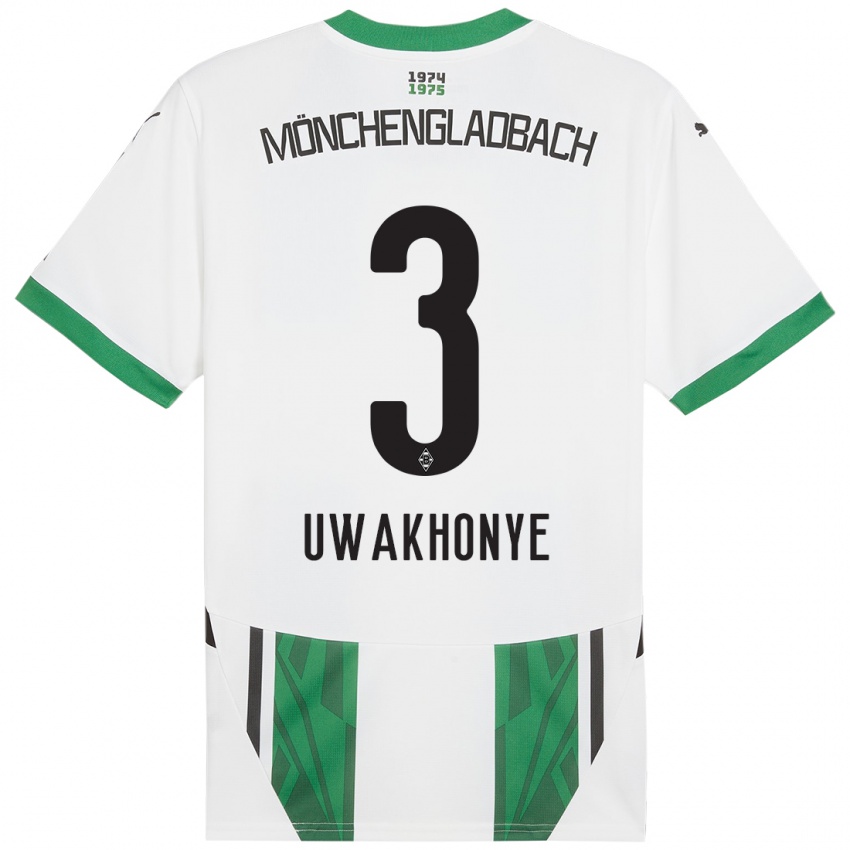 Criança Camisola Joshua Uwakhonye #3 Verde Branco Principal 2024/25 Camisa Brasil