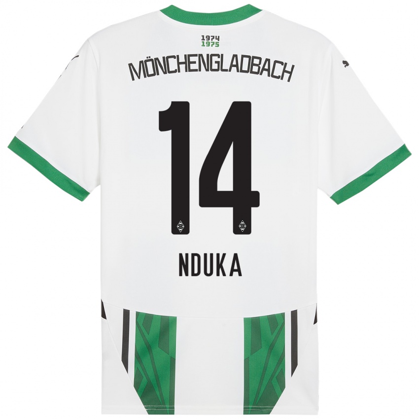 Criança Camisola Michael Nduka #14 Verde Branco Principal 2024/25 Camisa Brasil