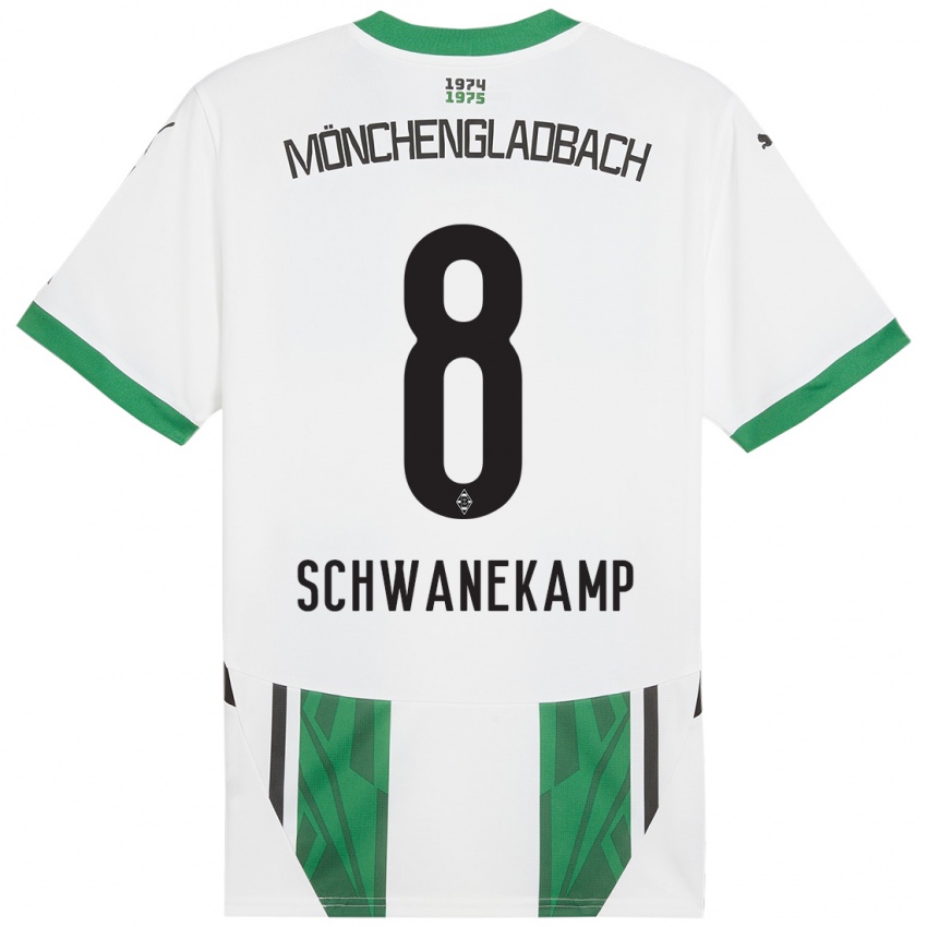 Criança Camisola Jana Schwanekamp #8 Verde Branco Principal 2024/25 Camisa Brasil