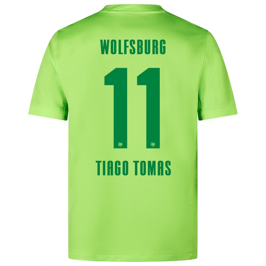 Criança Camisola Tiago Tomás #11 Verde Fluorescente Principal 2024/25 Camisa Brasil