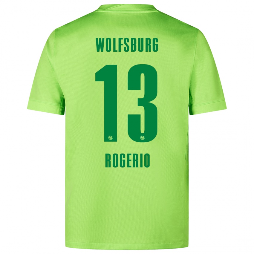 Criança Camisola Rogério #13 Verde Fluorescente Principal 2024/25 Camisa Brasil