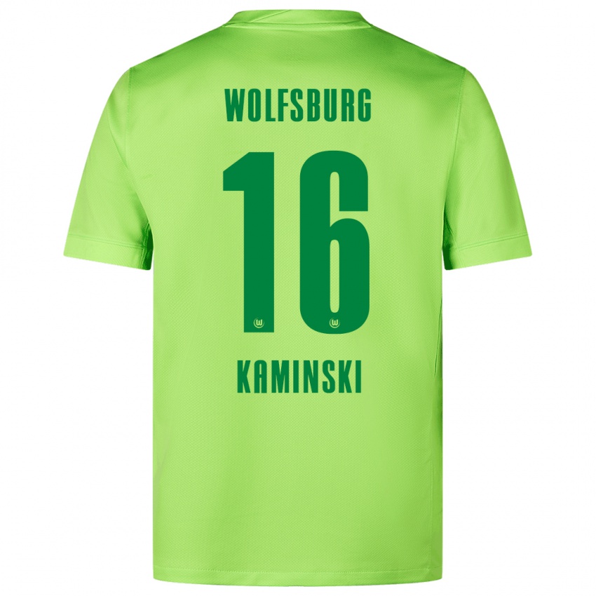 Criança Camisola Jakub Kaminski #16 Verde Fluorescente Principal 2024/25 Camisa Brasil