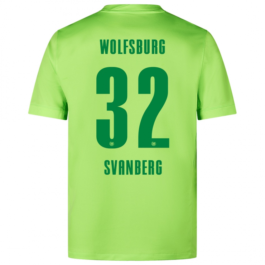 Criança Camisola Mattias Svanberg #32 Verde Fluorescente Principal 2024/25 Camisa Brasil