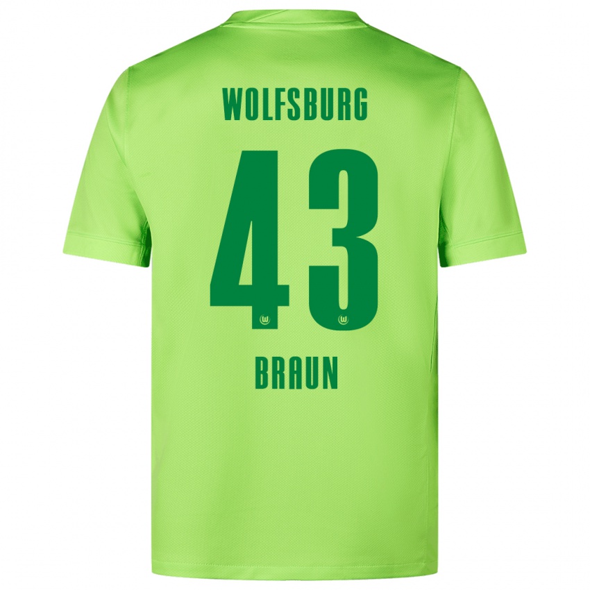 Criança Camisola Manuel Braun #43 Verde Fluorescente Principal 2024/25 Camisa Brasil