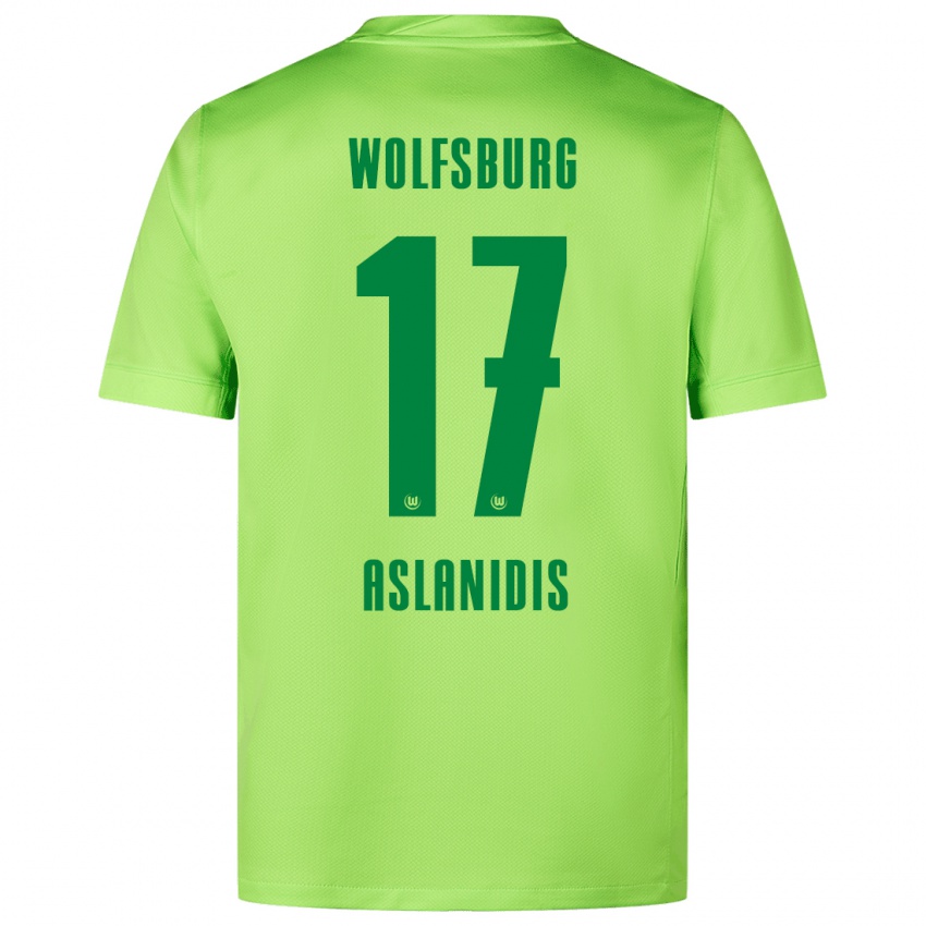 Criança Camisola Elijas Aslanidis #17 Verde Fluorescente Principal 2024/25 Camisa Brasil