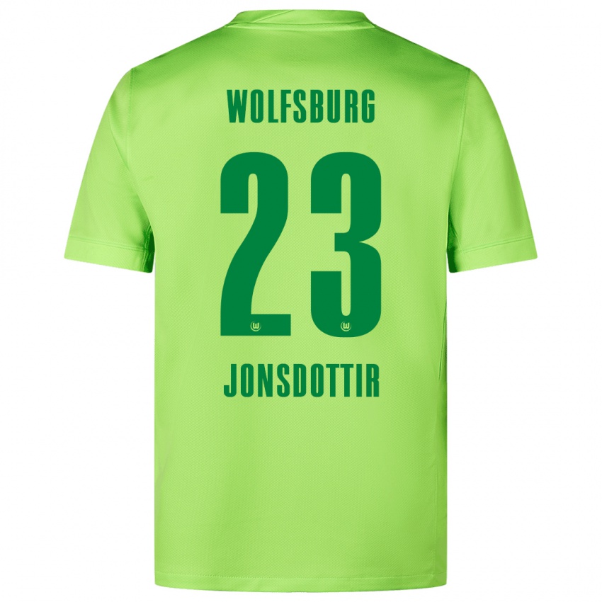 Criança Camisola Sveindís Jane Jónsdóttir #23 Verde Fluorescente Principal 2024/25 Camisa Brasil