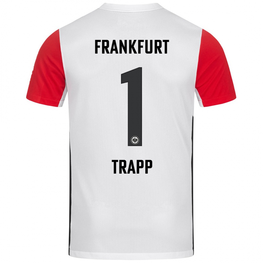 Criança Camisola Kevin Trapp #1 Branco Vermelho Principal 2024/25 Camisa Brasil