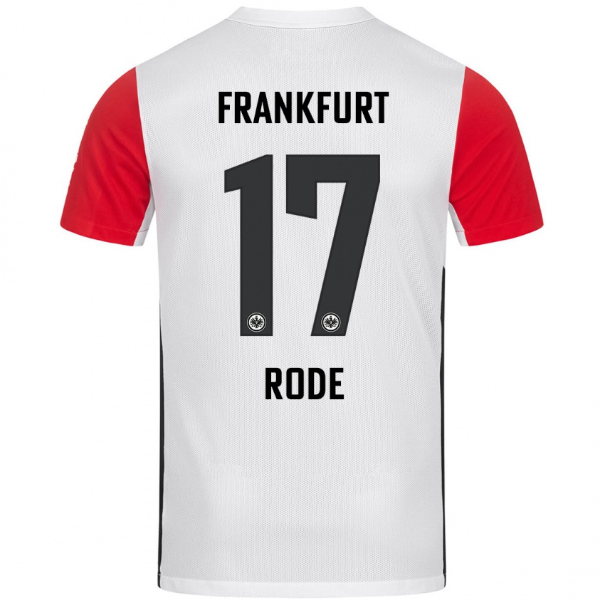 Criança Camisola Sebastian Rode #17 Branco Vermelho Principal 2024/25 Camisa Brasil