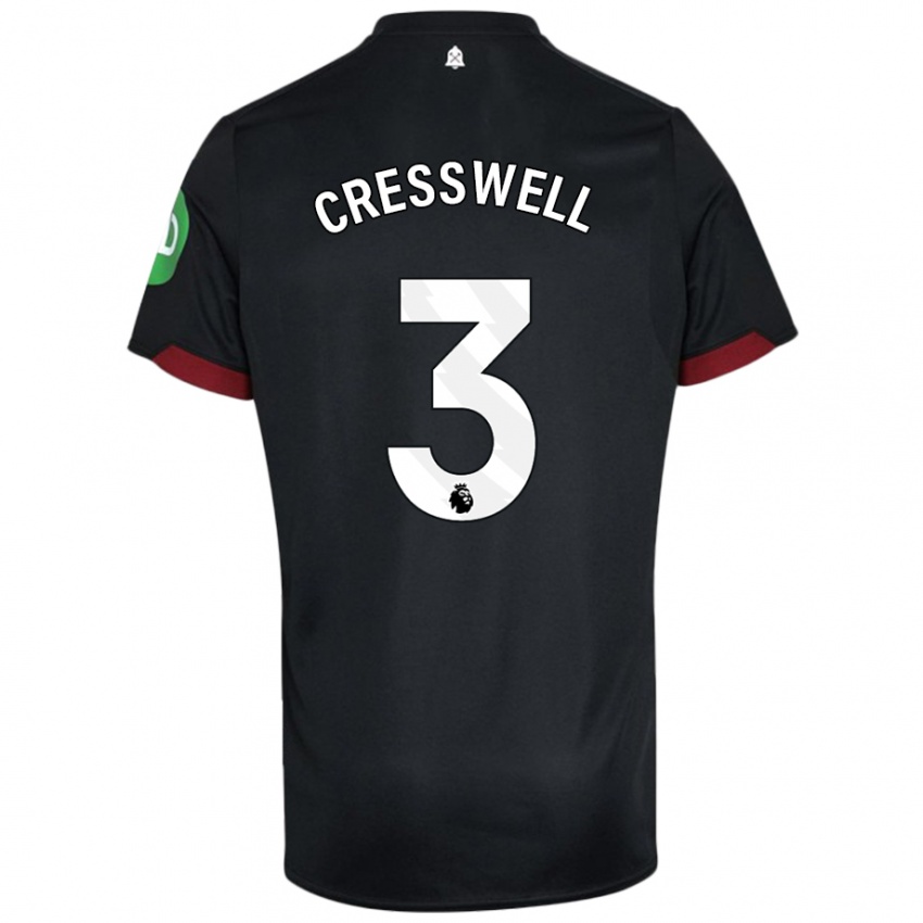 Criança Camisola Aaron Cresswell #3 Preto Branco Alternativa 2024/25 Camisa Brasil