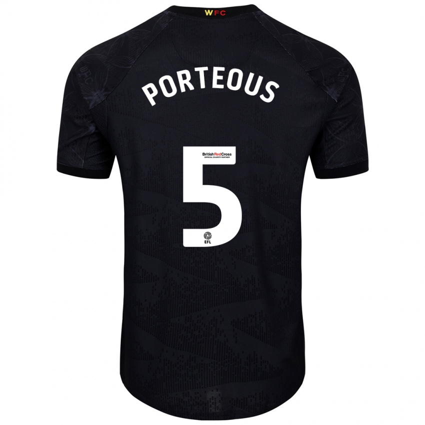 Criança Camisola Ryan Porteous #5 Preto Branco Alternativa 2024/25 Camisa Brasil