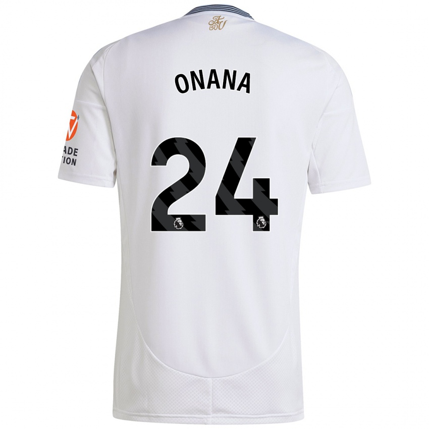 Criança Camisola Amadou Onana #24 Branco Alternativa 2024/25 Camisa Brasil