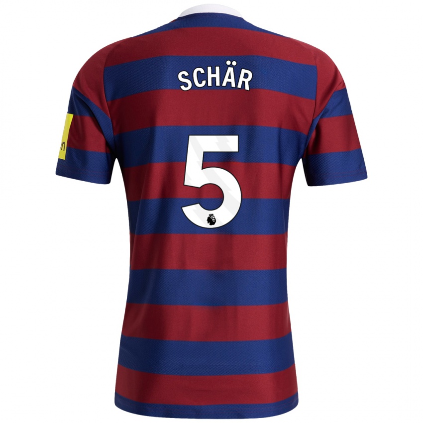 Criança Camisola Fabian Schär #5 Bordeaux Azul Marinho Alternativa 2024/25 Camisa Brasil