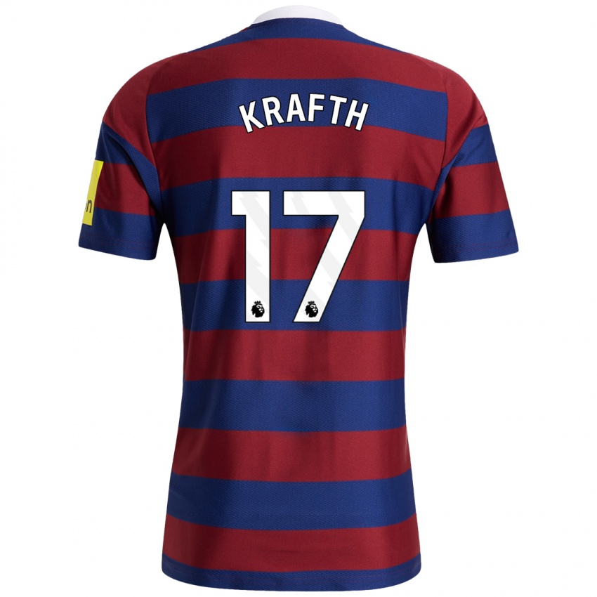 Criança Camisola Emil Krafth #17 Bordeaux Azul Marinho Alternativa 2024/25 Camisa Brasil