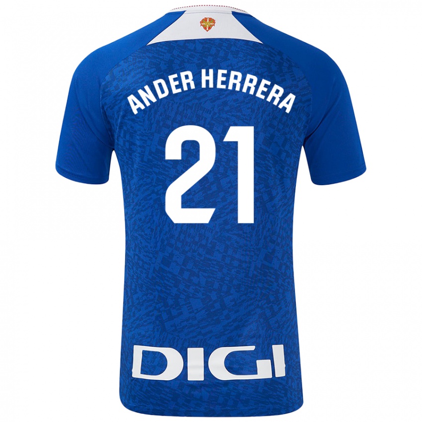 Criança Camisola Ander Herrera #21 Azul Real Alternativa 2024/25 Camisa Brasil