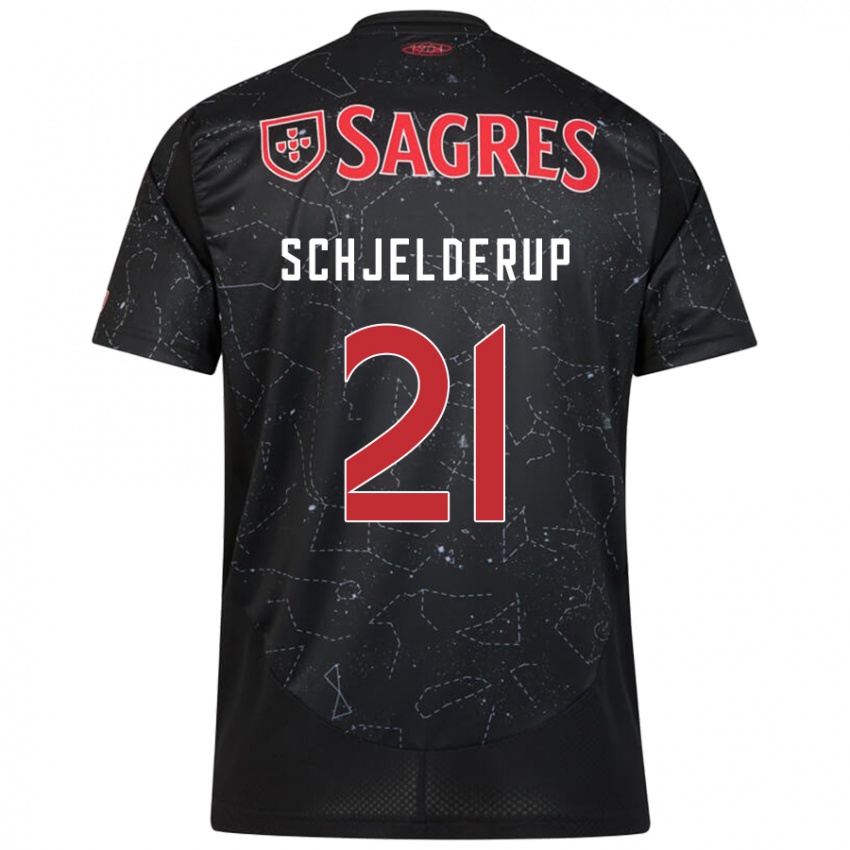 Criança Camisola Andreas Schjelderup #21 Vermelho Preto Alternativa 2024/25 Camisa Brasil