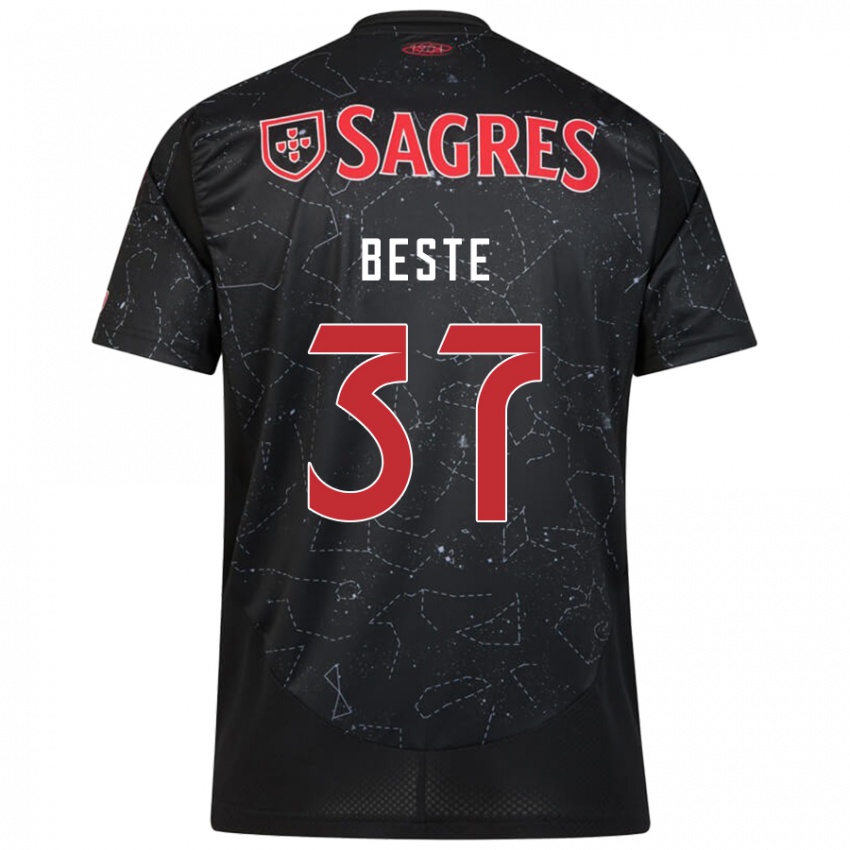 Criança Camisola Jan-Niklas Beste #37 Vermelho Preto Alternativa 2024/25 Camisa Brasil