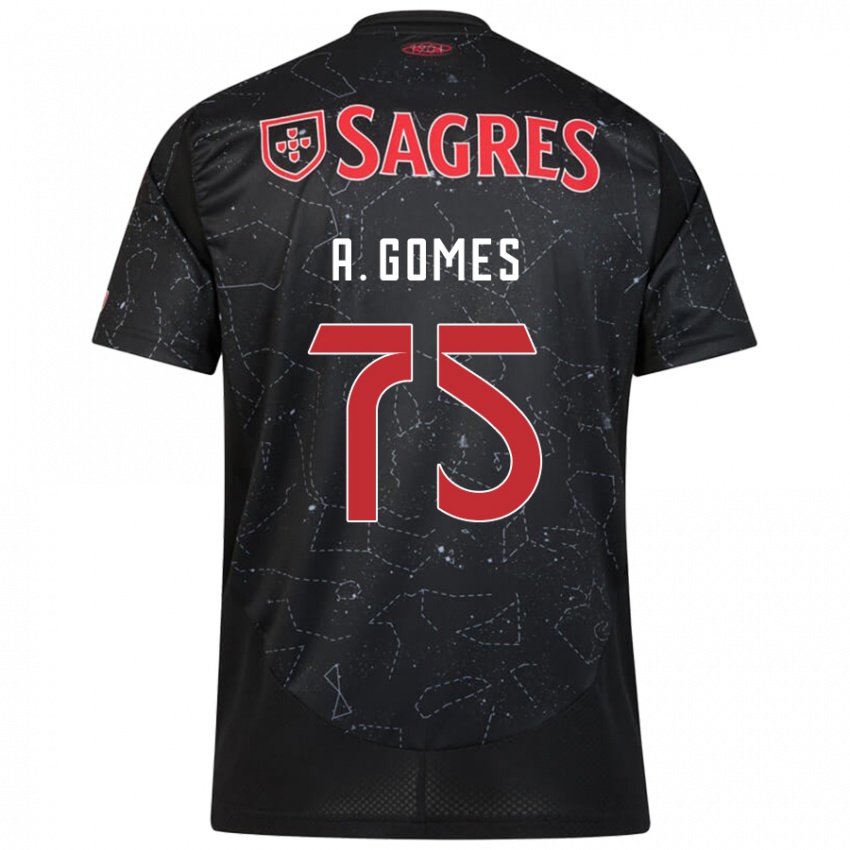 Criança Camisola André Gomes #75 Vermelho Preto Alternativa 2024/25 Camisa Brasil