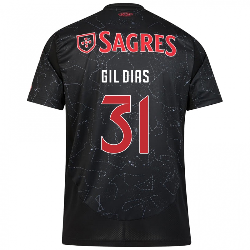 Criança Camisola Gil Dias #31 Vermelho Preto Alternativa 2024/25 Camisa Brasil