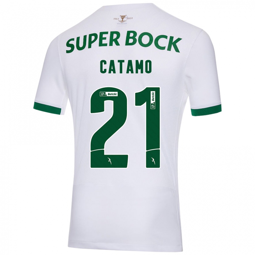 Criança Camisola Geny Catamo #21 Verde Branco Alternativa 2024/25 Camisa Brasil