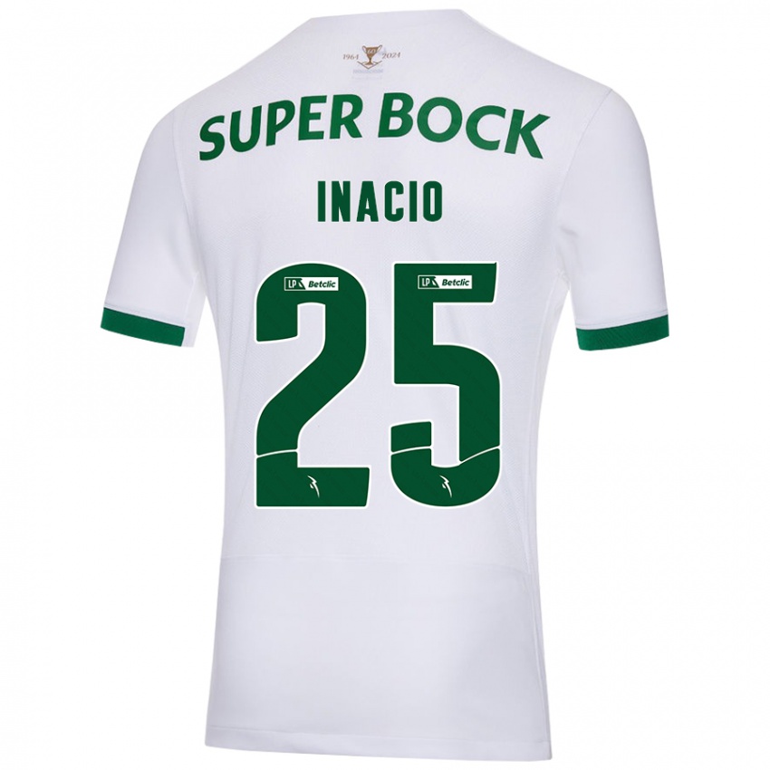 Criança Camisola Gonçalo Inácio #25 Verde Branco Alternativa 2024/25 Camisa Brasil