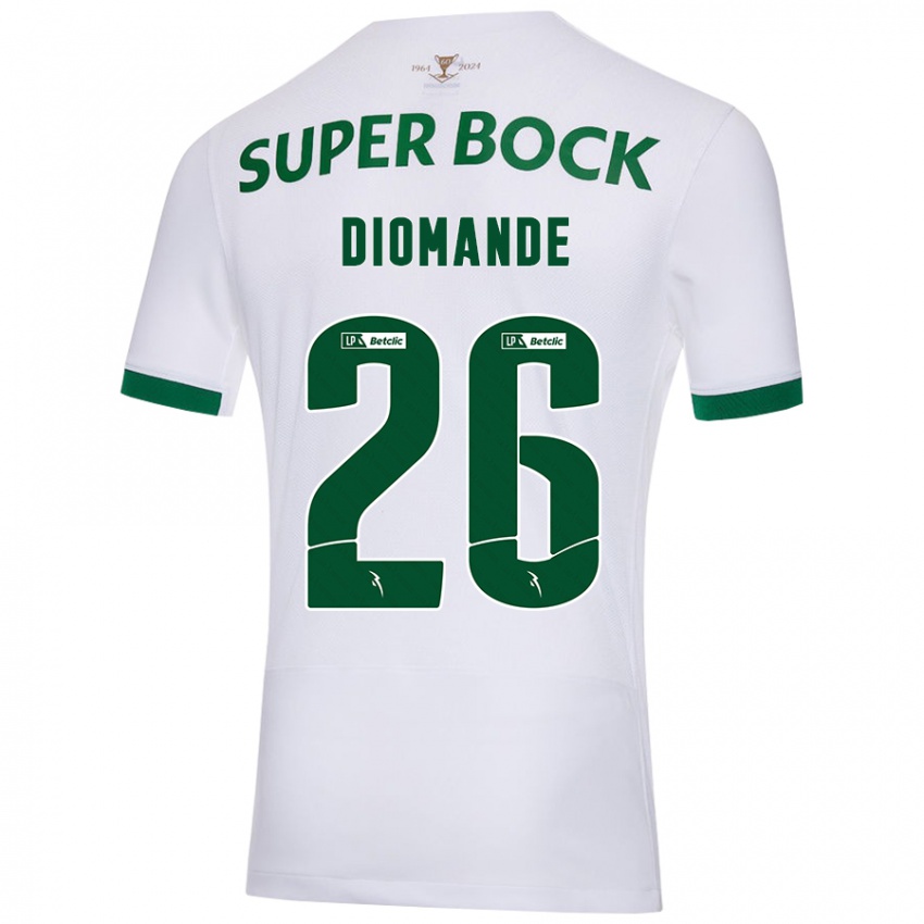 Criança Camisola Ousmane Diomande #26 Verde Branco Alternativa 2024/25 Camisa Brasil